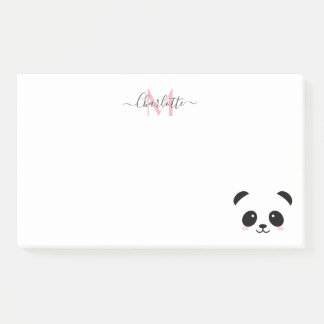 Kawaii panda bear personalized monogram post-it no notes