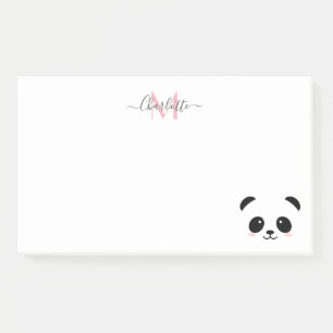 Kawaii panda bear personalized monogram post-it no post-it notes