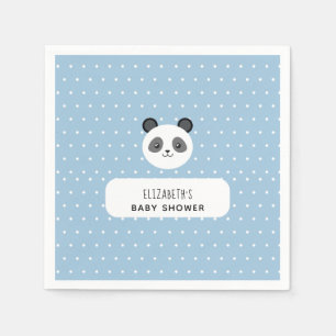 Kawaii Panda Blue boy baby shower polka dots Napkin
