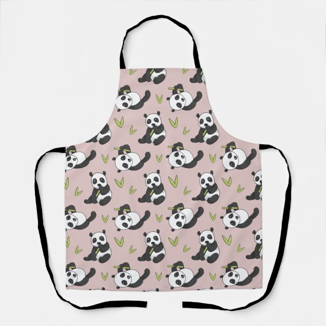 Kawaii Panda Cartoon Animal Pattern Cute Summer Apron (Front)
