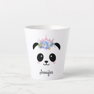 Kawaii panda cute floral queen personalized latte  mug