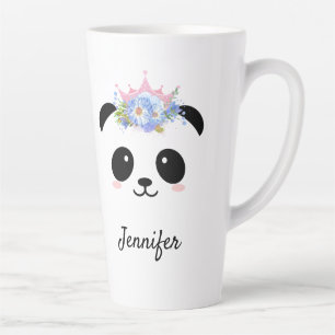 Kawaii panda cute floral queen personalized latte  mug