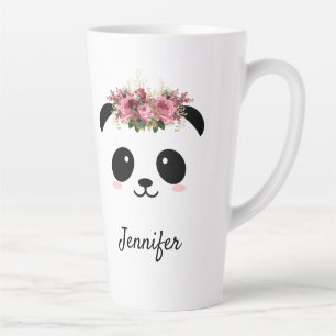 Kawaii panda cute floral queen personalized  latte mug
