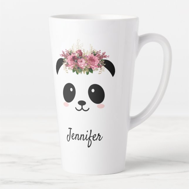 Kawaii panda cute floral queen personalized  latte mug (Right)