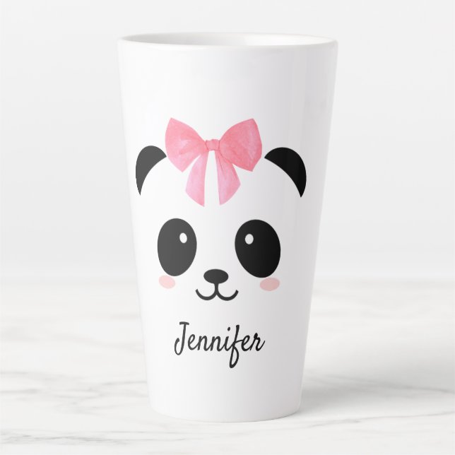 Kawaii panda cute personalized latte mug (Front)