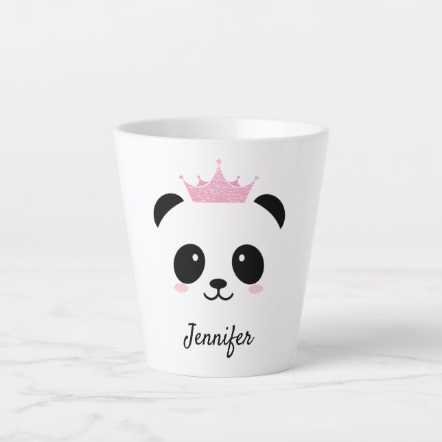 Kawaii panda cute queen personalized latte mug (Front)