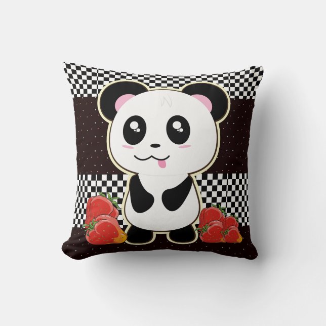 Kawaii Panda cute Throw Pillow (Front)
