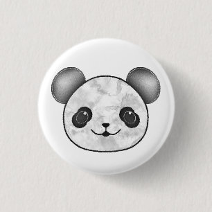 Kawaii Panda Drawing In Black And White 1 Inch Round Button