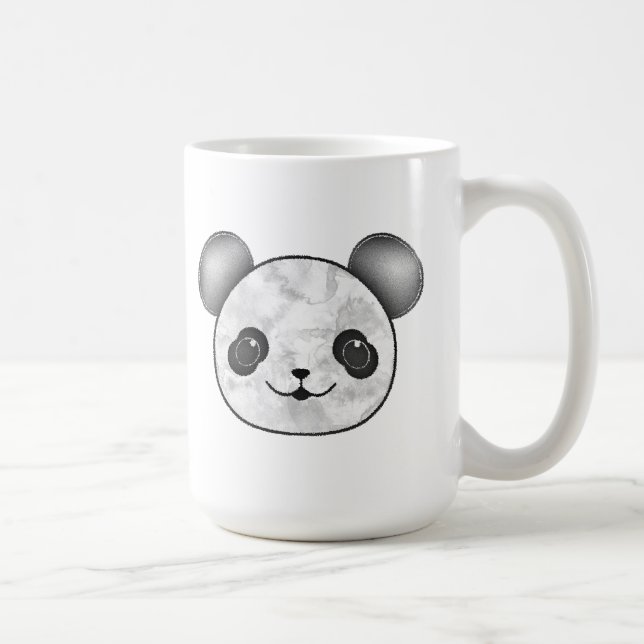 Kawaii Panda Drawing In Black And White Coffee Mug (Right)