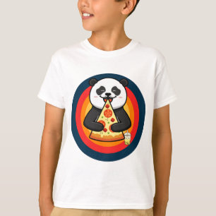 Kawaii Panda Eating Pizza Boba Tea  T-Shirt