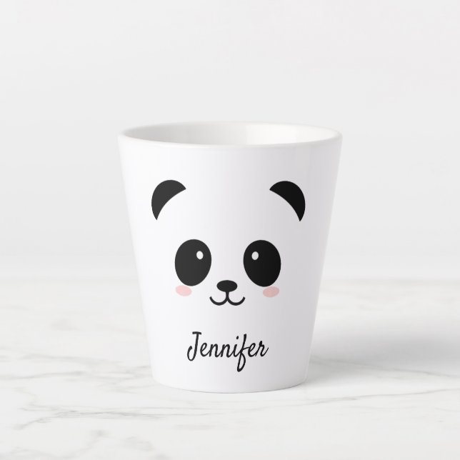 Kawaii panda face personalized latte mug (Front)