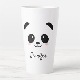 Kawaii panda face personalized  latte mug