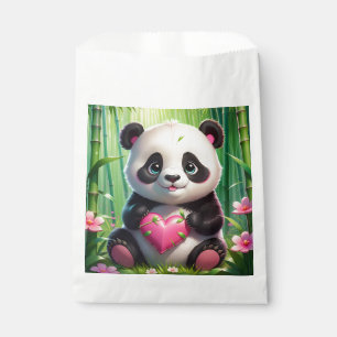 Kawaii Panda Holding Heart in a Bamboo Forest Favour Bag