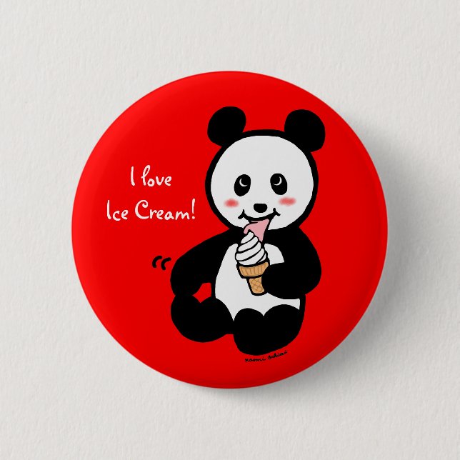 Kawaii Panda Ice Cream Cartoon 2 Inch Round Button (Front)