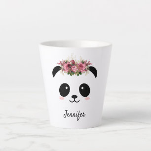 Kawaii panda mignon floral personnalisé latte mug