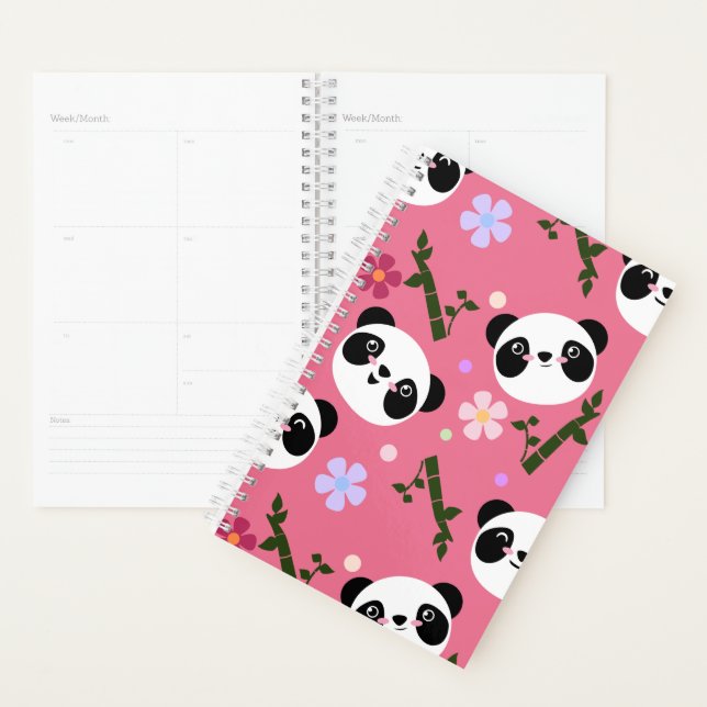 Kawaii Panda on Pink Planner (Display)