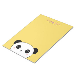 Kawaii Panda on Yellow Notepad