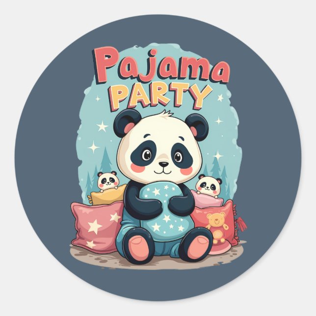 Kawaii Panda Pajama Party Cozy Sleepover Aesthetic Classic Round Sticker (Front)