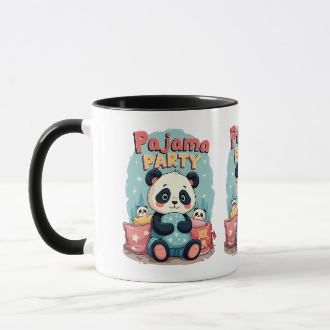 Kawaii Panda Pajama Party Cozy Sleepover Aesthetic Mug (Left)