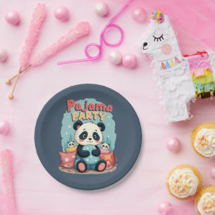 Kawaii Panda Pajama Party Cozy Sleepover Aesthetic Paper Plate