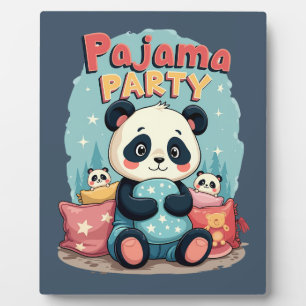 Kawaii Panda Pajama Party Cozy Sleepover Aesthetic Plaque