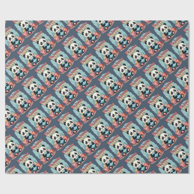 Kawaii Panda Pajama Party Cozy Sleepover Aesthetic Wrapping Paper (Flat)