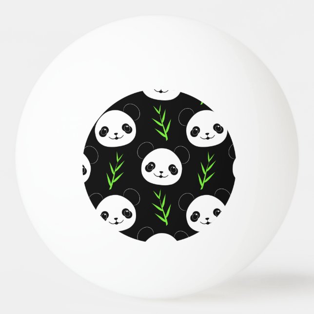 Kawaii Panda Pattern Bamboo In Black White Green Ping Pong Ball (Front)
