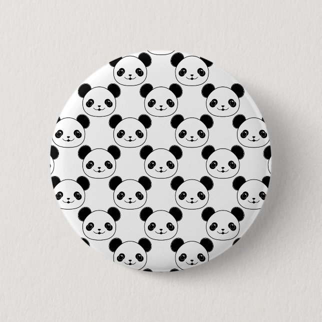 Kawaii Panda Pattern In Black And White 2 Inch Round Button (Front)