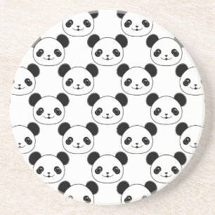Kawaii Panda Pattern In Black And White Coaster
