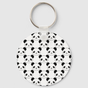 Kawaii Panda Pattern In Black And White Keychain