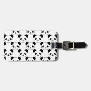 Kawaii Panda Pattern In Black And White Luggage Tag