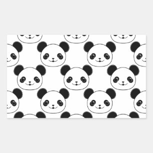 Kawaii Panda Pattern In Black And White Sticker
