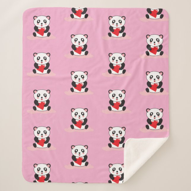 Kawaii Panda Plush Blanket for Children (Front)