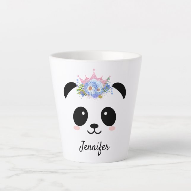 Kawaii panda queen personalized  latte mug (Front)