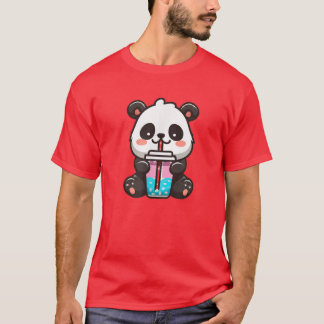 Kawaii Panda Sipping Bubble Tea - Kawaii Boba Tea T-Shirt