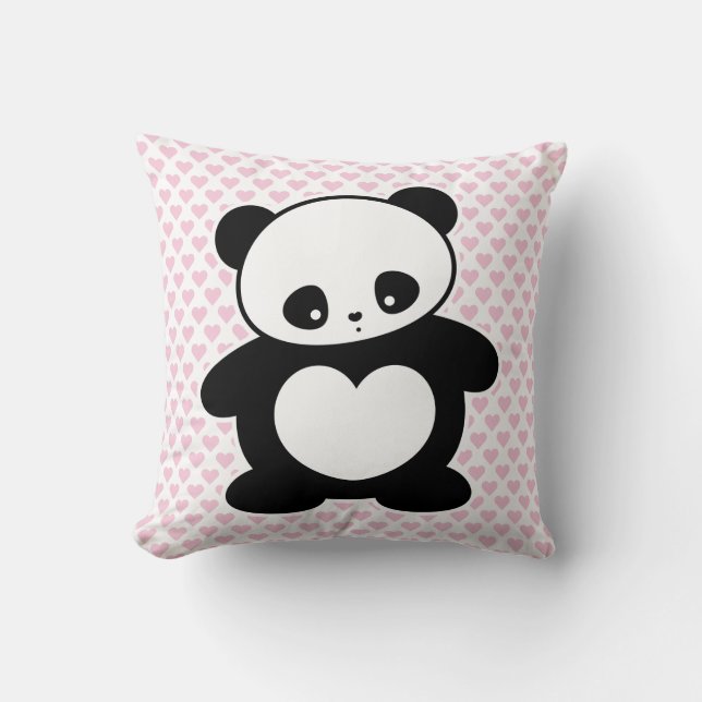 Kawaii panda throw pillow (Front)