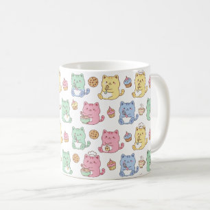 Kawaii Pastel Baking Cats Pattern Coffee Mug