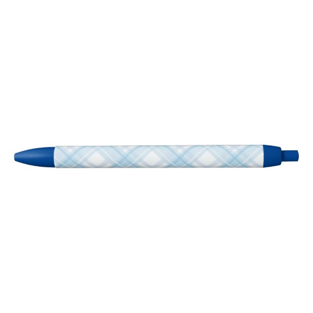 Kawaii Pastel Blue Plaid Pen (Front)