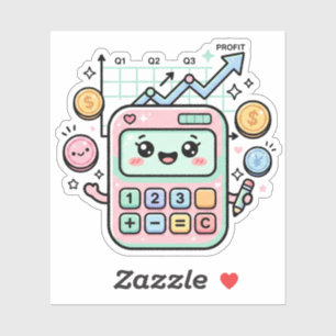 Kawaii Pastel Calculator Finance Student Sticker