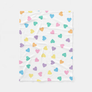 Kawaii Pastel Candy Hearts Fleece Blanket