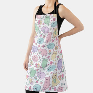Kawaii Pastel Cats and Flowers Pattern  Apron