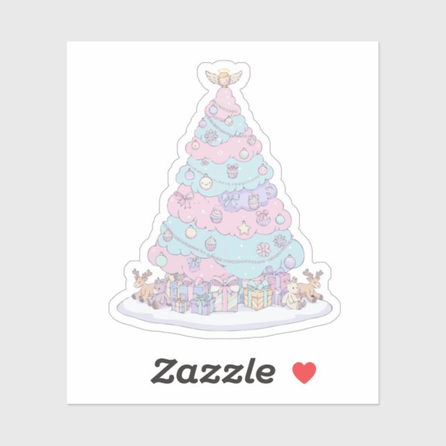 Kawaii Pastel Christmas Tree | Cute Pink & Blue  (Sheet)