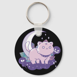 Kawaii Pastel Colour Gothic Cute Goth Cat Keychain