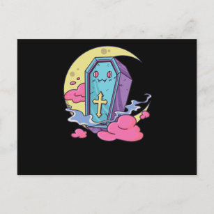 Kawaii Pastel Colours Gothic Cute Goth Coffin Postcard