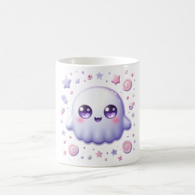 Kawaii Pastel Ghost Mug – Cute Halloween Cup (Center)