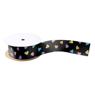 Kawaii Pastel Goth Candy Hearts Satin Ribbon