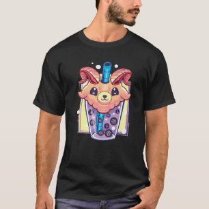 Kawaii Pastel Goth Creepy Baphomet Boba Bubble Tea T-Shirt