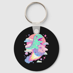 Kawaii Pastel Goth Creepy Cute Chibi Dinosaur On A Keychain
