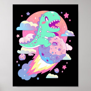 Kawaii Pastel Goth Creepy Cute Chibi Dinosaur On A Poster