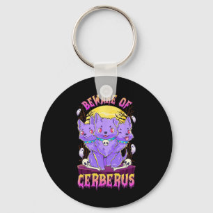 Kawaii Pastel Goth Cute Creepy 3-Headed Dog Fun Ce Keychain